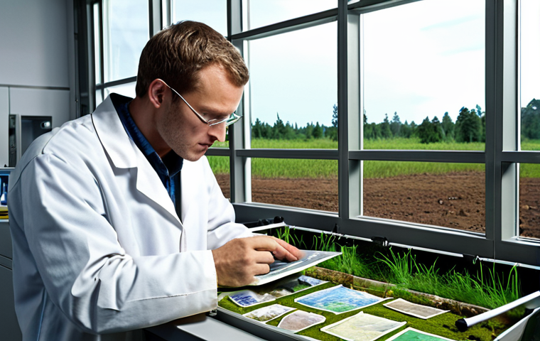 **Environmental Scientist at Work:** Image of an environmental scientist in a lab or field setting, analyzing samples or data related to pollution or deforestation, showcasing expertise and dedication.